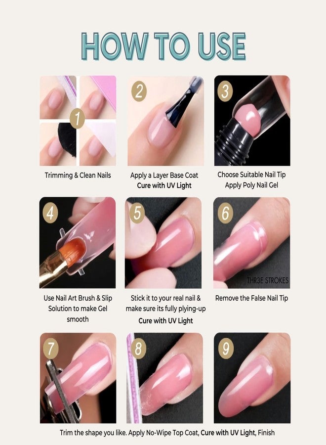 THR3E STROKES Poly Nail Gel Extension Kit for Builder Gel UV Nail Art Kit, Nail Extension Set (8in1) (needs 2-3 time practice)(SSD KIT) (MILKY WHITE, SSD KIT) - Image 5