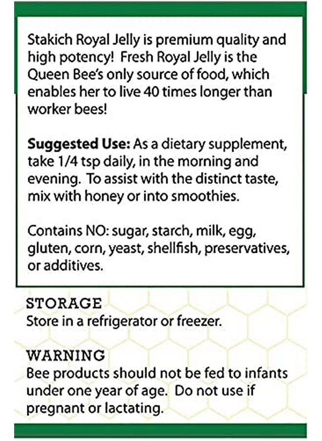 Stakich - Stakich Fresh Royal Jelly - Pure, All Natural - No Additives/Flavors/Preservatives Added - 4 Ounce (114 Gram) - Image 1