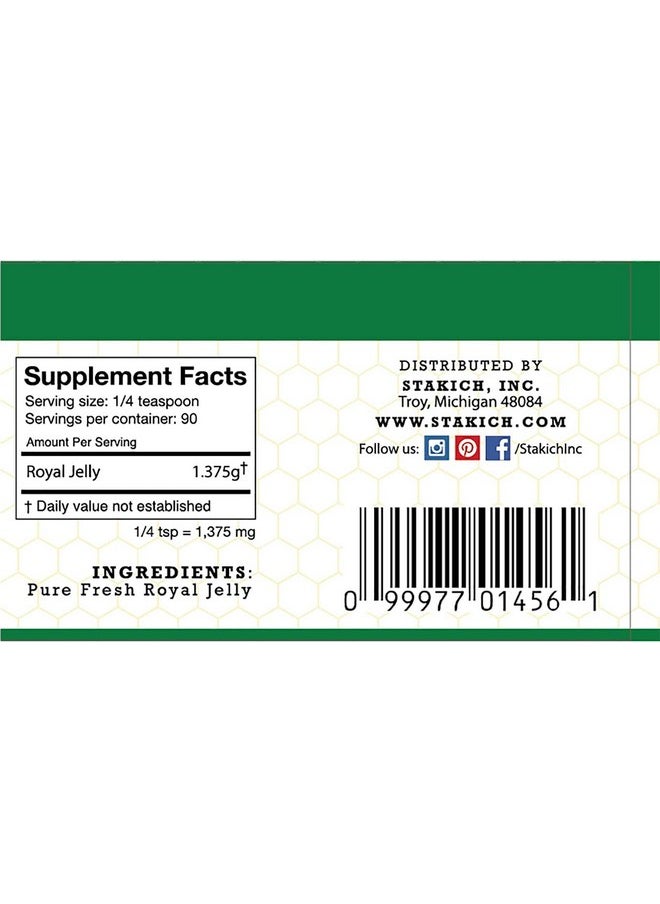 Stakich - Stakich Fresh Royal Jelly - Pure, All Natural - No Additives/Flavors/Preservatives Added - 4 Ounce (114 Gram) - Image 1