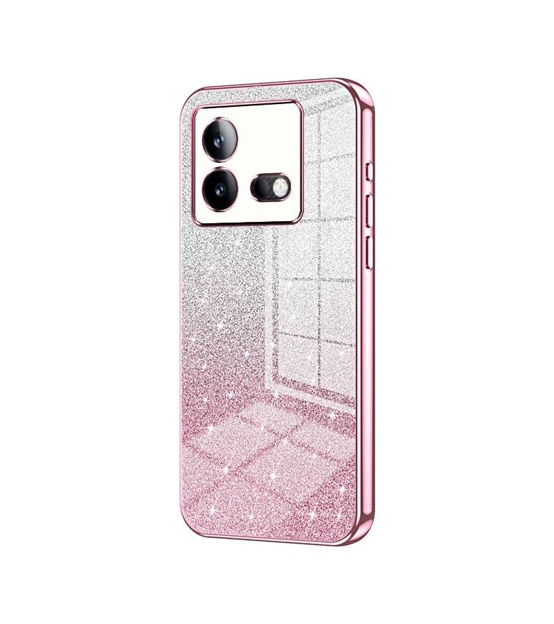 Pink Clear Glitter Shockproof TPU Case For IQOO Neo9 And Neo 9 Pro Slim Anti Scratch Bumper - Image 1
