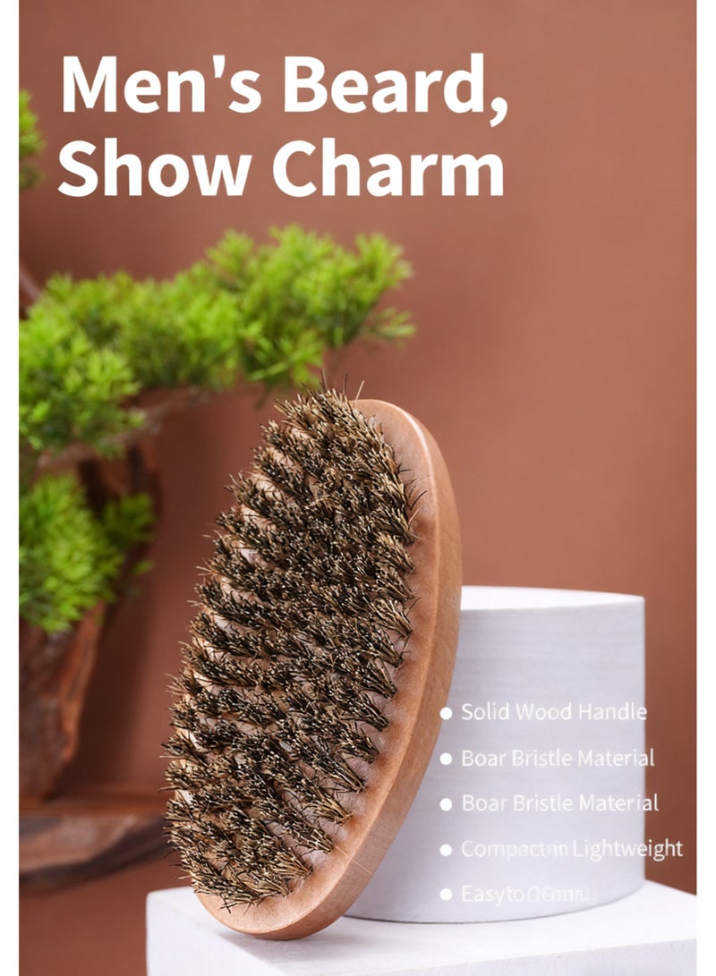 جيكومو فرشاة لحية خنزير طبيعية خشبية من للعناية باللحية للرجال - Image 2