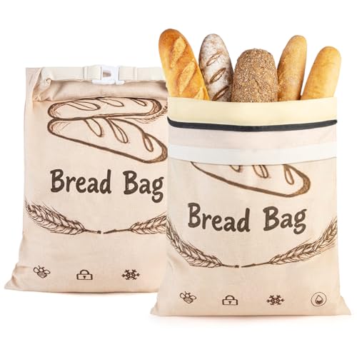 Lemoobolsa 2-Pack Reusable Beeswax Bread Bags for Sourdough & HomemadeBread with Zipper, 16.5 x 13 inch bread bags for Food Storage - Image 1