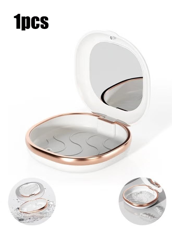 واي جيه العناية بالفم الأسنان الأسنان غير المرئية سدادات مثبت محاذاة الجهاز السني علبة منظم صندوق التخزين (أبيض مع مرآة) - Image 1