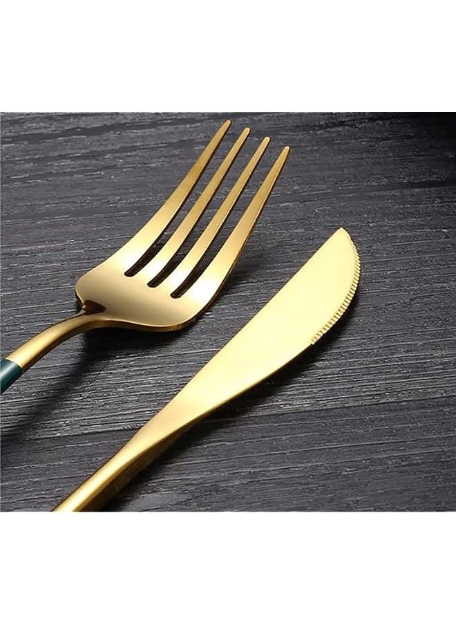 vesus - pcs Gold Dinnerware Cutlery Set Stainless Steel Tableware Knife Fork Spoon Table Spoon Set Stainless Steel Steak Cutlery Gold Luxury Cutlery Flatware Set(black) - Image 1