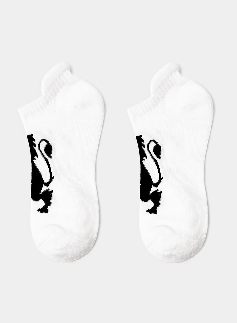 GIORDANO Unisex Lion Logo Socks: 2-Pack Cotton Blend Ankle Length