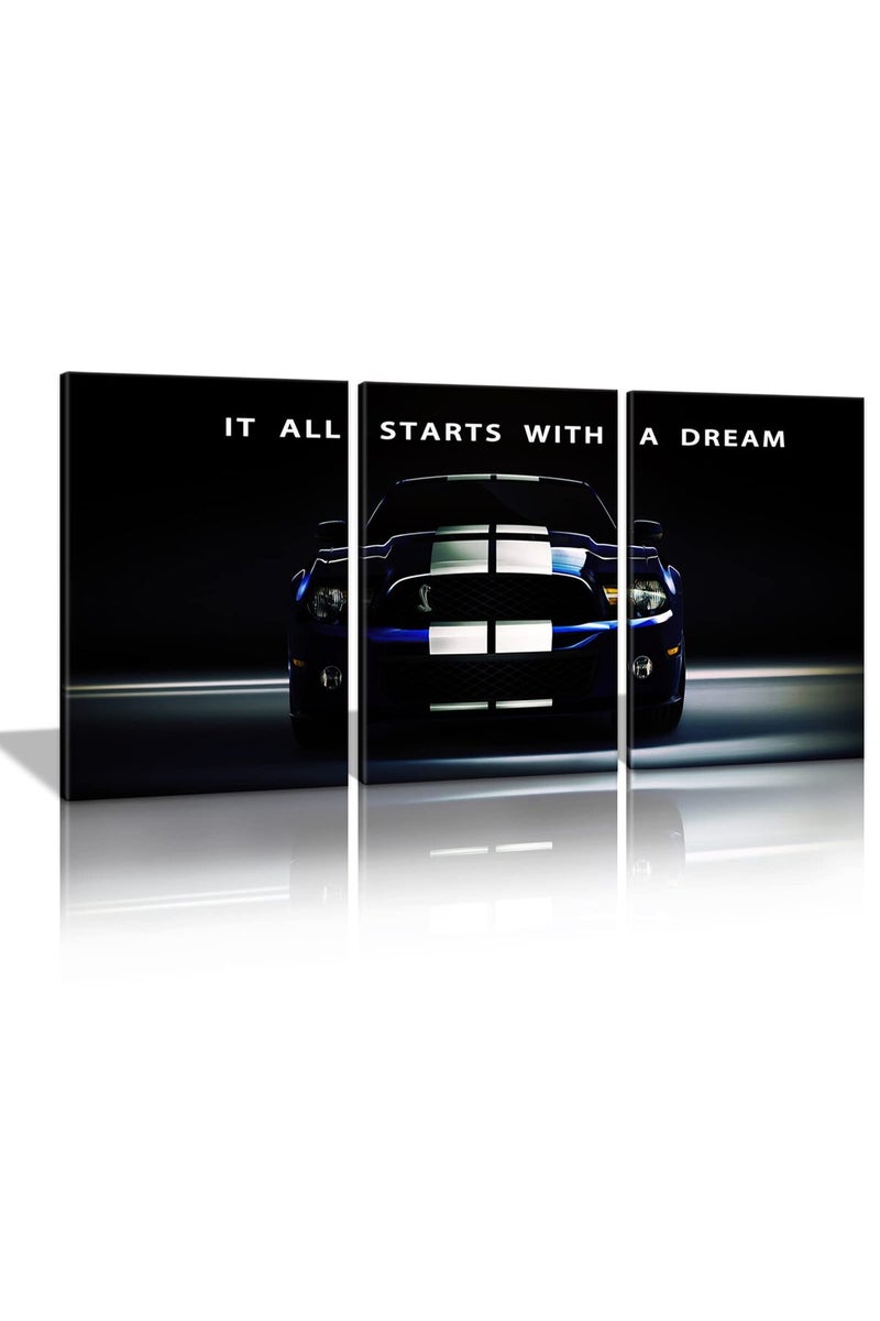 KAWAHONE It All Starts with A Dream - Motivational Canvas Wall Art, Office Inspirational Poster Prints Quotes Wall Decor Gallery-Wrapped Frame Easy Hang- 12"Wx 16"Hx 3 PCS - Image 1