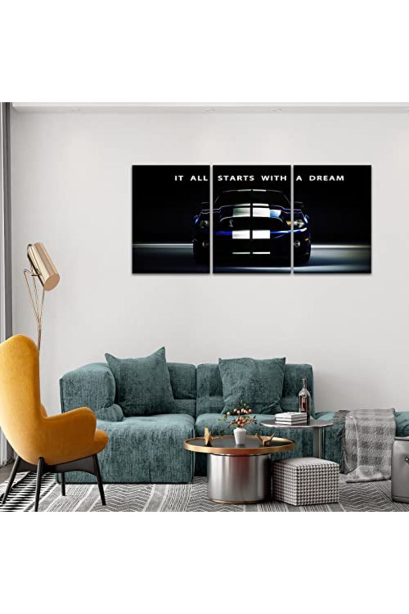 KAWAHONE It All Starts with A Dream - Motivational Canvas Wall Art, Office Inspirational Poster Prints Quotes Wall Decor Gallery-Wrapped Frame Easy Hang- 12"Wx 16"Hx 3 PCS - Image 2