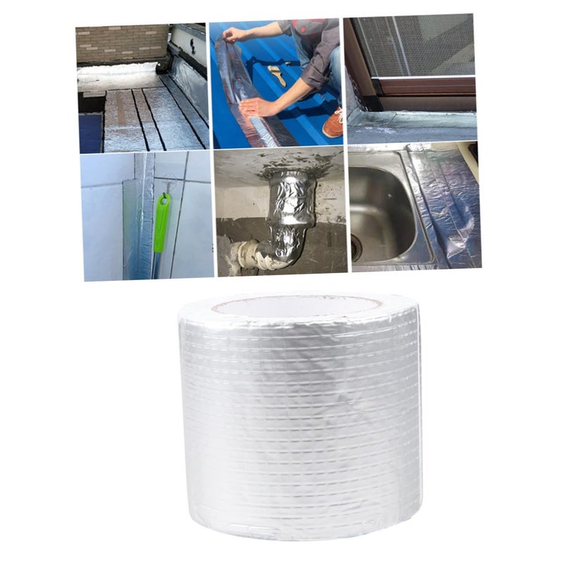 Butyl Rubber Repair Tape Aluminum Foil Silver Weatherproof Leak Fix For Roof Pipeline - Image 5