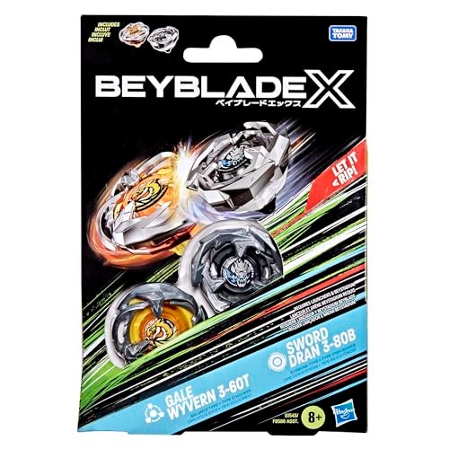 BeyBlade باي بليد إكس غايل وايفرن 3-60T وسيف دران 3-80B مجموعة مزدوجة مع 2 قمة دوارة تدور لليمين؛ قمة المعركة؛ ألعاب/ألعاب للأطفال والبنات 8+. - Image 3