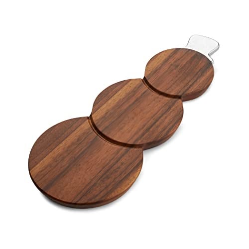 Nambe Nambe Snowman Cheese Board with Top Hat Spreader  13 Acacia Wood Serving Tray ChromePlated Detail  Holiday Collection for Snacks Appetizers Fruit  Ideal Gift for Christmas Wedding Birthday 