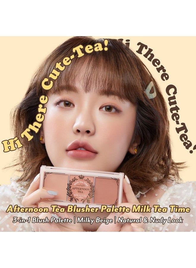 I'M MEME - Palette Afternoon Tea Blusher ; Milk Tea Time, Blush For Cheek, Natural & Neutral, Buildable & Blendable, 3 Shades Palette, Matte Powder Blush For Face & Cheeks, For All Skin Tones, 0.42 Oz - Image 1