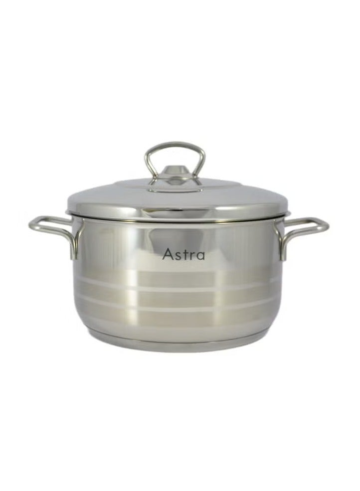 Astra طاجن أسترا بريميوم 4.5 لتر من الفولاذ المقاوم للصدأ (22x12 سم) – ثقيل الوزن 18/10 كر-ني، مقاوم للصدأ والتآكل، صنع في تركيا، تشطيب فضي أنيق - Image 1