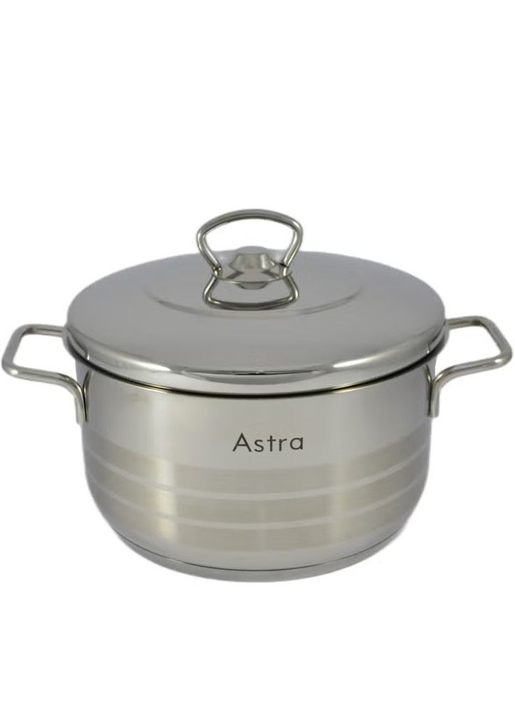 Astra طاجن أسترا بريميوم 4.5 لتر من الفولاذ المقاوم للصدأ (22x12 سم) – ثقيل الوزن 18/10 كر-ني، مقاوم للصدأ والتآكل، صنع في تركيا، تشطيب فضي أنيق - Image 2
