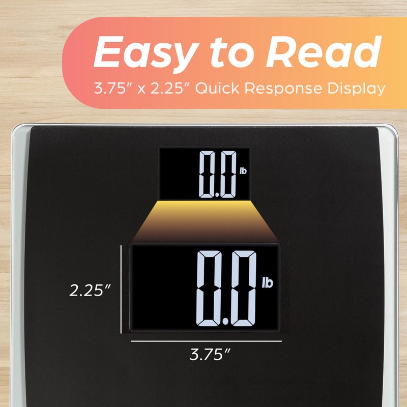 EatSmart Eat Smart Precision Digital Bathroom Scale for Body Weight â€“ Extra-Wide Platform, High-Visibility Display, Ultra-Durable Design for Home, Pets, Luggage & More, 550 LB High Capacity, Black - Image 4