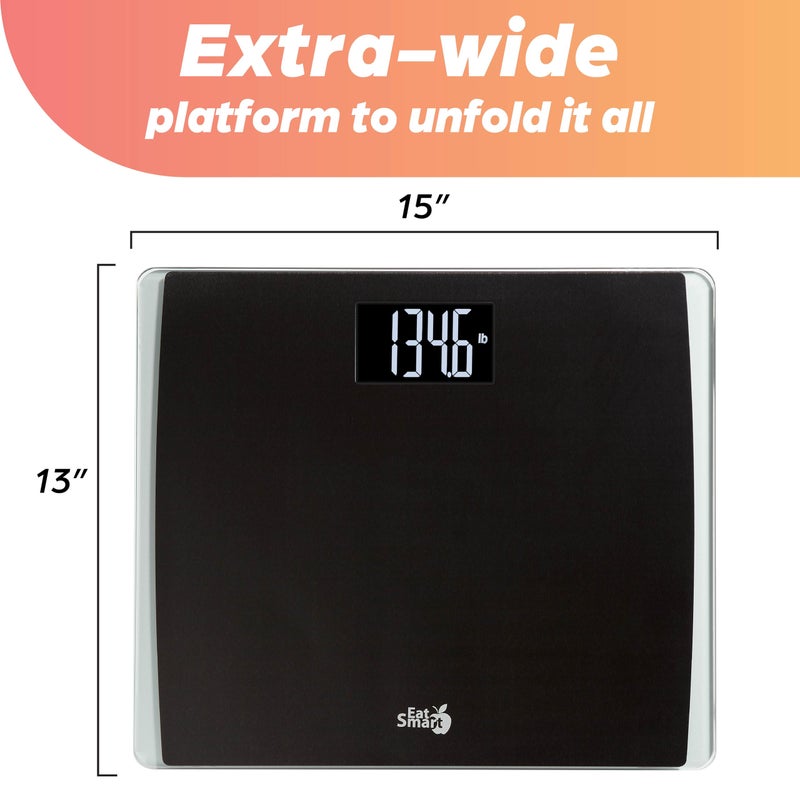 EatSmart Eat Smart Precision Digital Bathroom Scale for Body Weight â€“ Extra-Wide Platform, High-Visibility Display, Ultra-Durable Design for Home, Pets, Luggage & More, 550 LB High Capacity, Black - Image 5