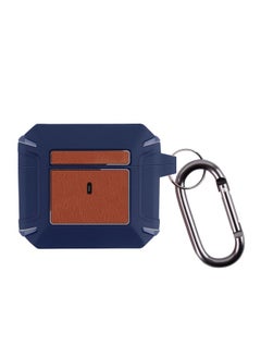 Case Cover Leather Texture Armor Earphone Protective Case For AirPods 3 Blue+Brown
