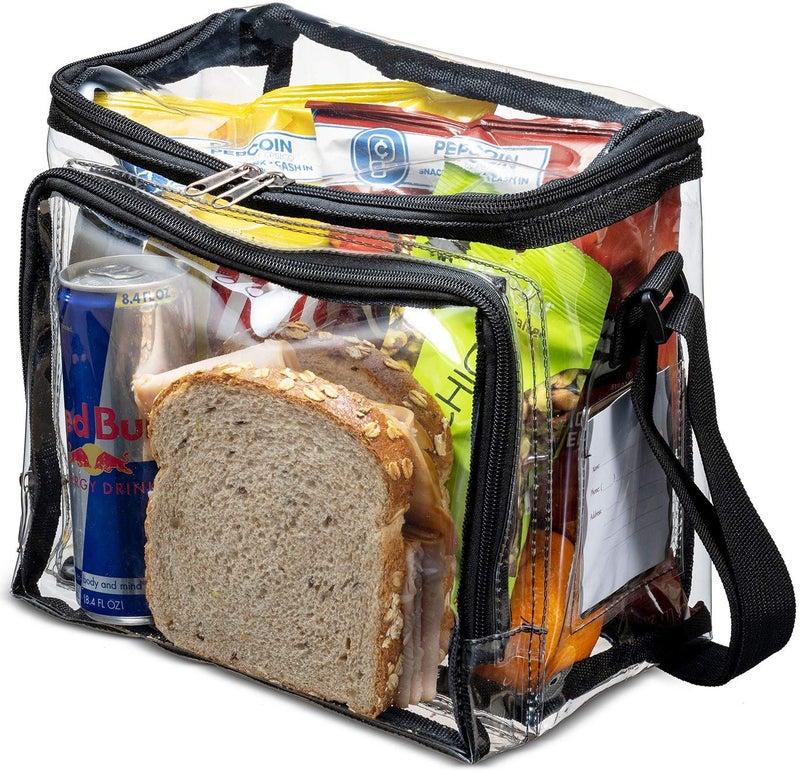 SP HOME GOODS Stadium Approved Clear Tote Bag with Adjustable Strap Front Storage Compartment and Mesh Pockets  See Through Zippered Clear lunch Bags for Work School Concerts