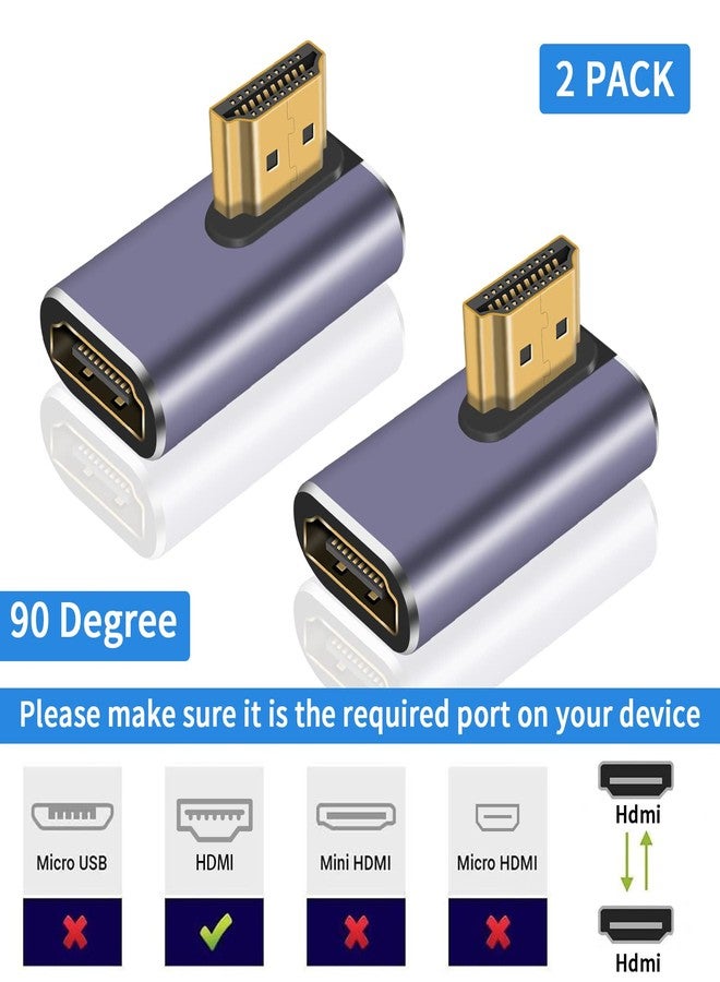 Poyiccot HDMI 90 Degree Adapter 8k, Right Angle HDMI 2.1 Adapter, 48Gbps HDMI Male to Female Adapter Extender Connector Supports 8K@60Hz, 4K@120Hz, 3D HDR for Laptop,DVD,TV, Monitors,PS5 (2Pack) - Image 3