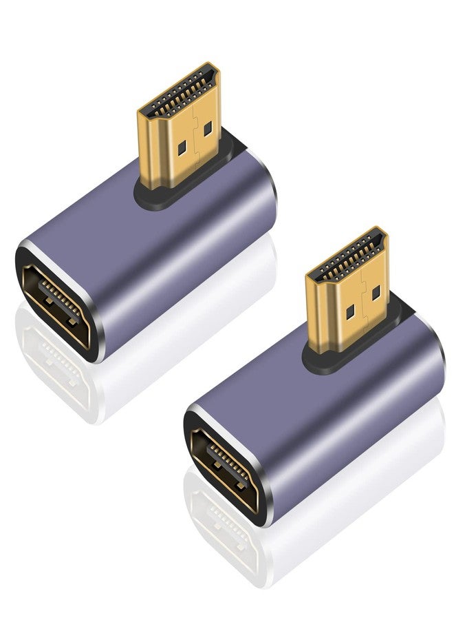 Poyiccot HDMI 90 Degree Adapter 8k, Right Angle HDMI 2.1 Adapter, 48Gbps HDMI Male to Female Adapter Extender Connector Supports 8K@60Hz, 4K@120Hz, 3D HDR for Laptop,DVD,TV, Monitors,PS5 (2Pack) - Image 1