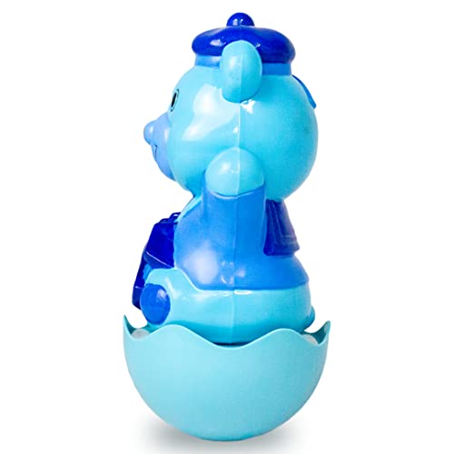 Ratna's Hello Teddy Roly Poly Push and Shake Wobbling Bell Sounds Musical Rattling Toy for Infants (Blue Colour) - Image 4