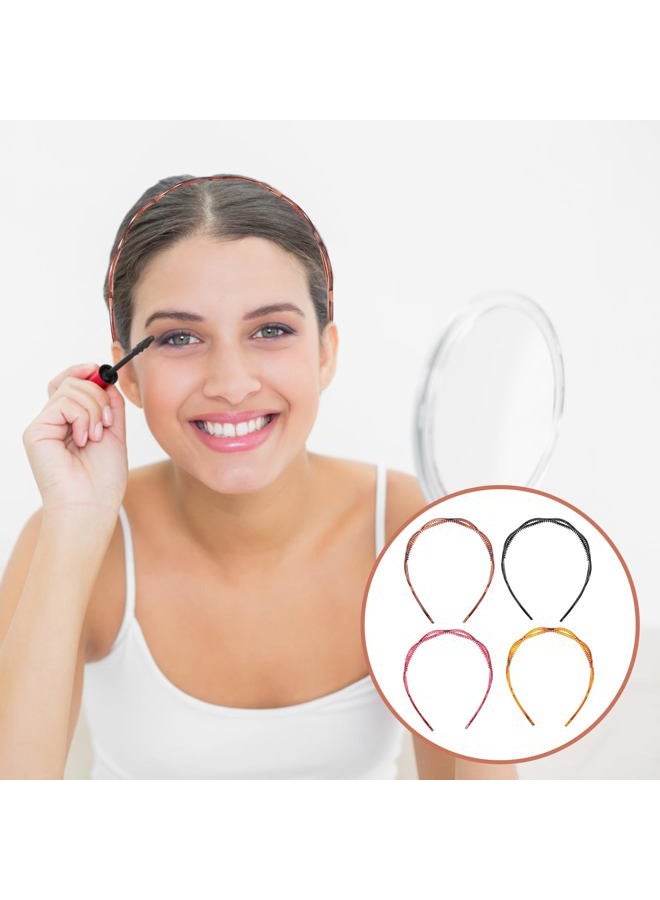 Aveeno 4pcs Face Wash Headband Head Pieces for Woman Headband for Putting on Makeup Workout Headbands for Men Tortoise Shell Headband DIY Hair Bands Teeth Comb Headpiece Hollowed Headband - Image 2