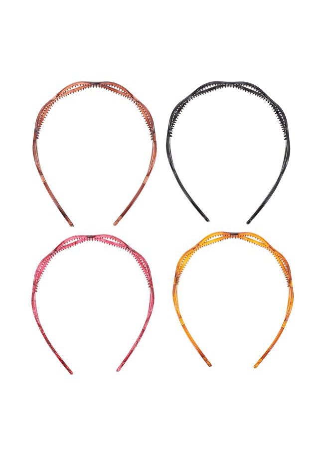 Aveeno 4pcs Face Wash Headband Head Pieces for Woman Headband for Putting on Makeup Workout Headbands for Men Tortoise Shell Headband DIY Hair Bands Teeth Comb Headpiece Hollowed Headband - Image 1