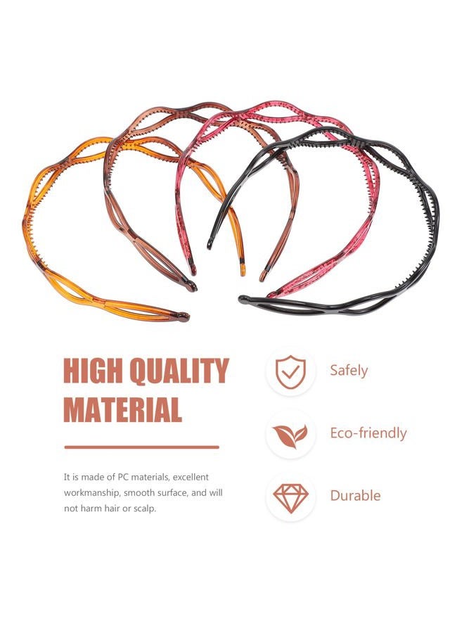 Aveeno 4pcs Face Wash Headband Head Pieces for Woman Headband for Putting on Makeup Workout Headbands for Men Tortoise Shell Headband DIY Hair Bands Teeth Comb Headpiece Hollowed Headband - Image 5