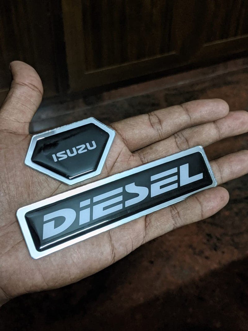BIG FLAG BFRC 3D Gel Finish Car Fuel Badge - Black - Diesel - Sticker Universal for Specific Brand (FBBDVAR) (lSUZU) - Image 1