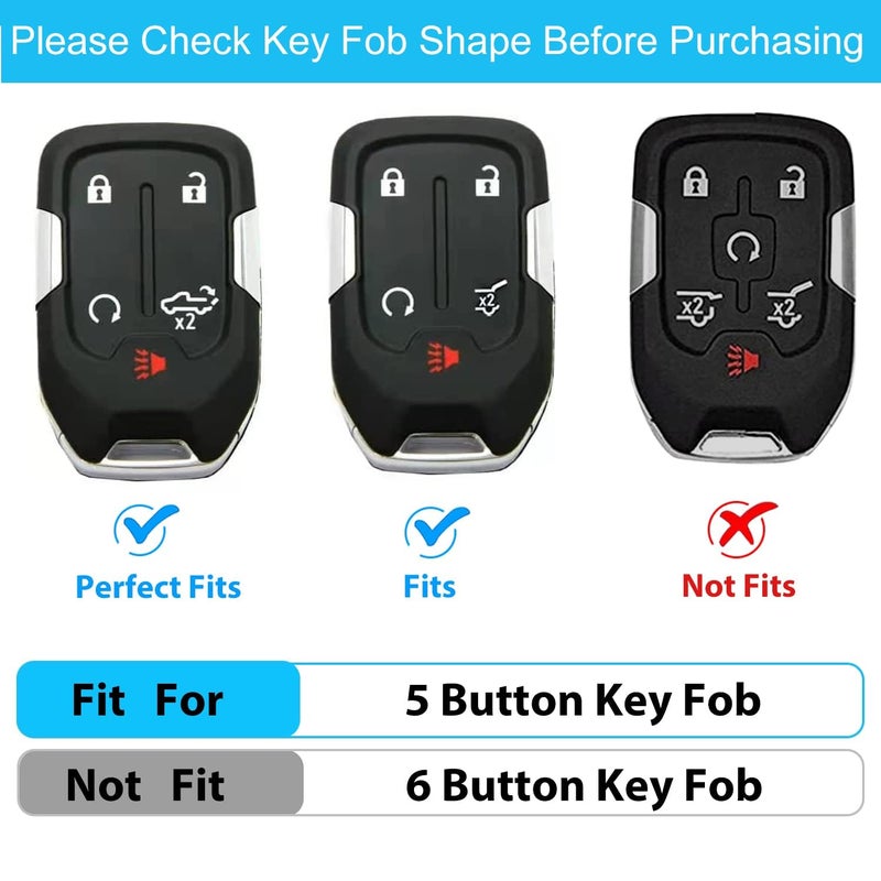 OLLEN 5-Button TPU Key Fob Cover, Fit for GMC Acadia 2017-2025, for Terrain 2018-2025, for Sierra 2019-2025, for Chevy Silverado 2019-2022, Full Protection Soft TPU Key Case, with Bling Ring, White - Image 2