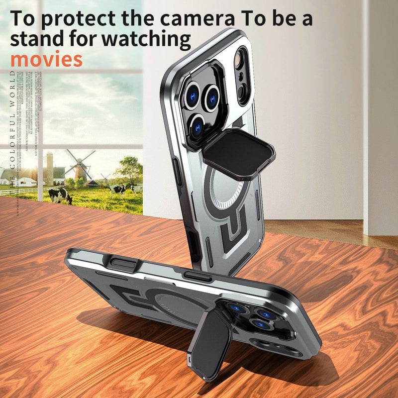 إيروريكس جراب هاتف MagSafe بإطار وحامل لهاتف iPhone 17 Pro Max (رمادي) - Image 3