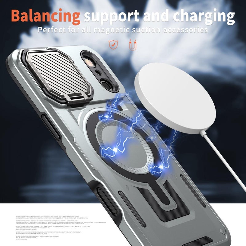 إيروريكس جراب هاتف MagSafe بإطار وحامل لهاتف iPhone 17 Pro Max (رمادي) - Image 4