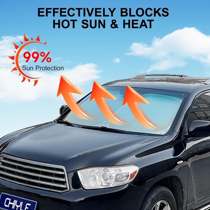 CHIYLE Car Windshield Sunshade Sun Shade, 2025 Upgraded Design New 300T Technology for Maximum Coverage Foldable Sun shied Fit for Grand Cherokee Grand Wagoneer Compass (62.2" x 31.5", J-Large) - Image 5
