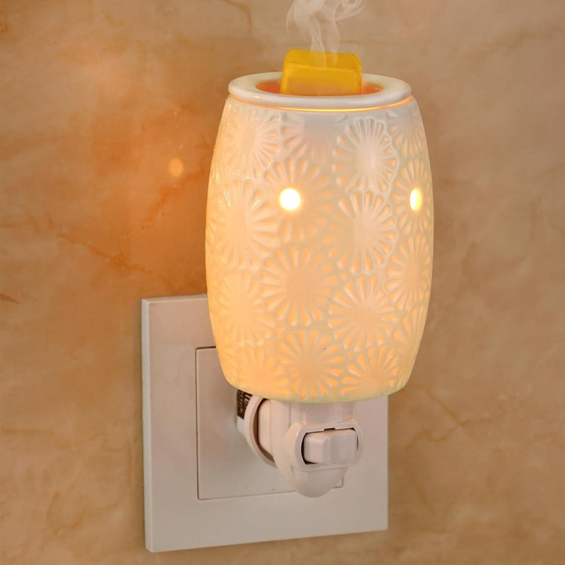 STARMOON Ceramic Wax Melt Warmer, Plug in Wax Warmer for Scented, Scentsy Wax Warmer for Fragrance Oil, Night Light Wax Burner Decoration with Two Bulbs - Image 1