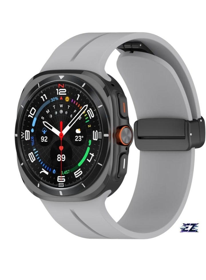 ELTRAZONE Magnetic Band Compatible with Samsung Galaxy Watch 7 Ultra 2024 Strap – Magnetic D-Buckle Replacement Band, No Gap Silicone Sports Strap for Samsung Galaxy Watch 7 Ultra – Stylish, Secure, and Comfortable Fit for Men & Women - Image 1