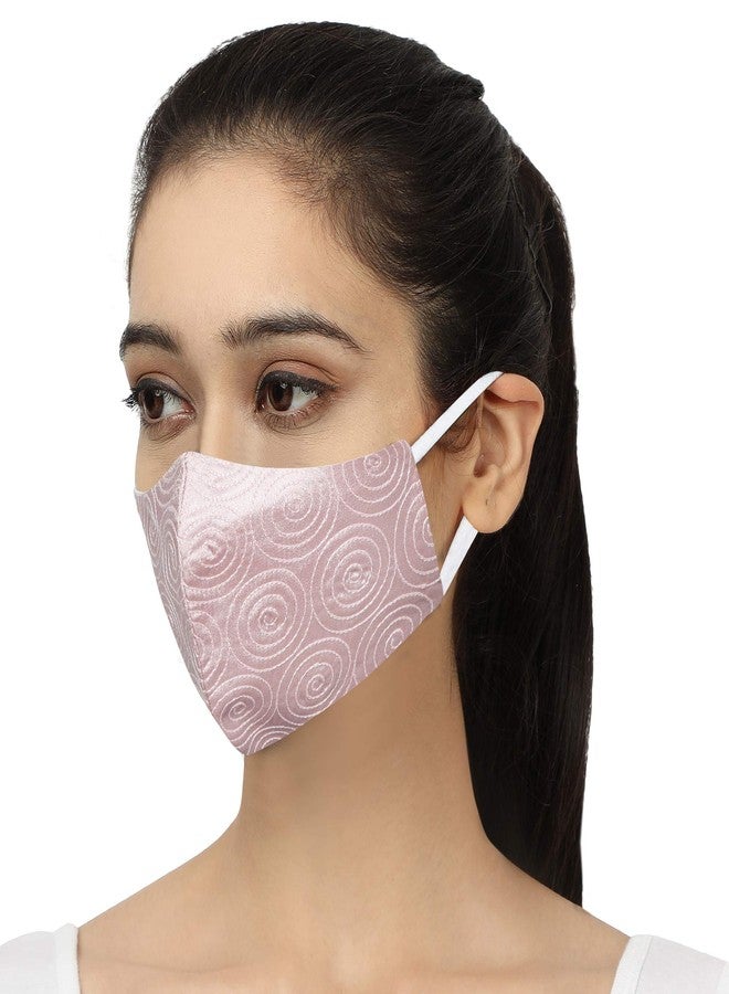 MASQ By Q-One 4 Layer Washable, Reusable, Size Adjustable, Anti-Bacterial (BFE>99%) Embroidered Cotton Cloth Face Mask Combo for Women, Girls with 1 Detachable Chain (Multicolor, Medium, Pack of 3) - Image 2