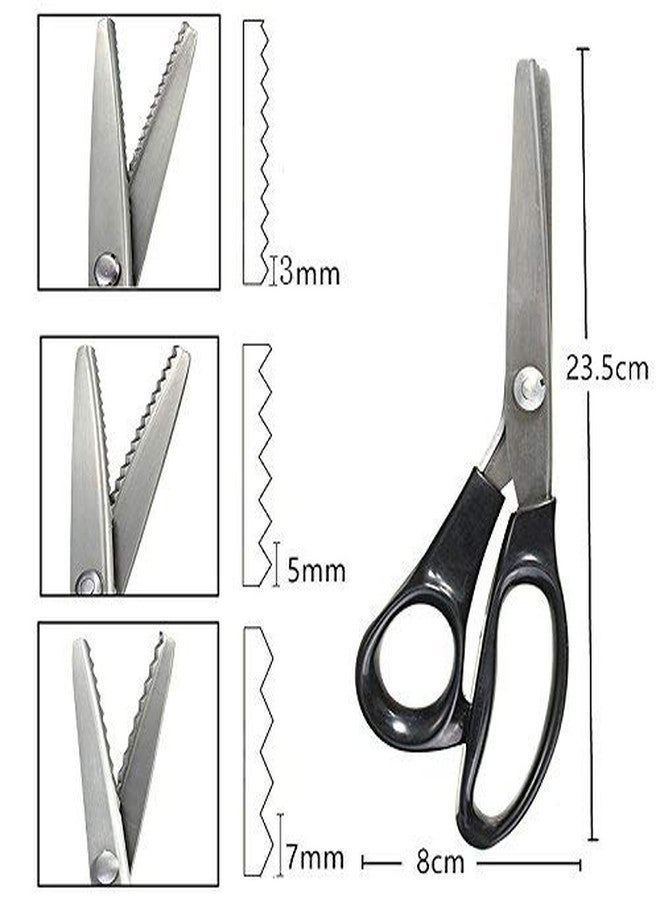 Xemz Pinking Shears, Stainless Steel Dressmaking Scissors, Serrated and Scalloped Blades, Professional Sewing Craft Cut Tailor Zig-Zag Tool, Fabric Decoration Comfort Grip Soft Handheld (Scalloped-18mm) - Image 2