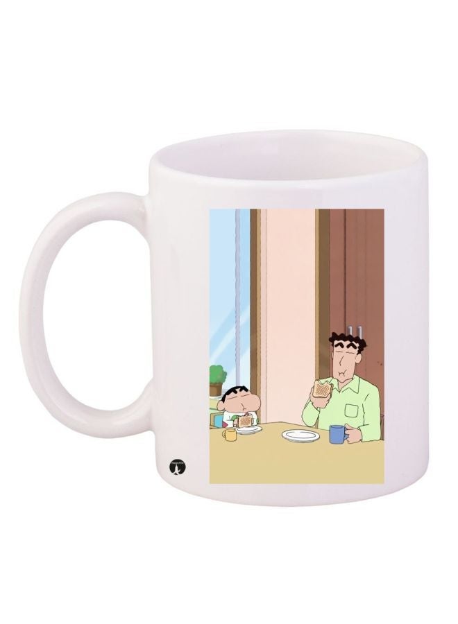 Shinchan Printed Coffee Mug White/Beige/Green 11ounce