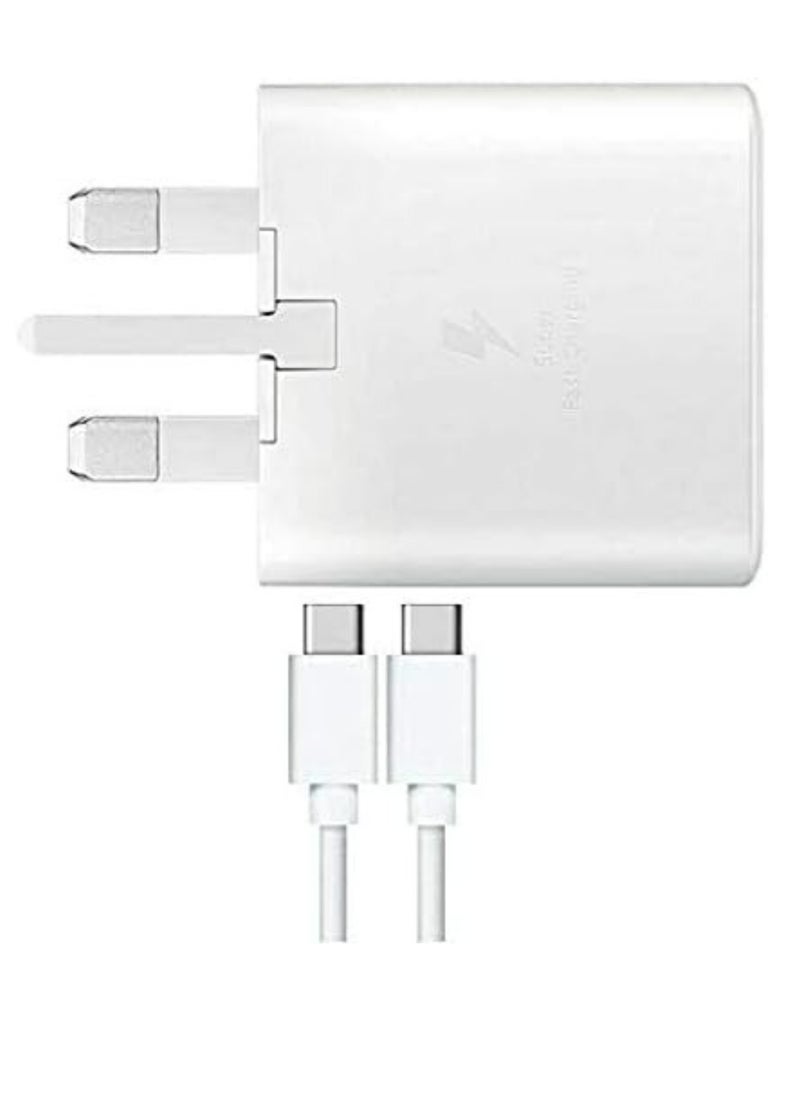 ELTRAZONE - 45W Samsung Super Fast Charging Adaptive UK Wall Plug and Type C to Type C Data Sync Cable/Lead For Samsung Galaxy Note 10,10+ Plus 5,10,S10,S10+,S10e,S9,S9, all Type C Devices-White - Image 1