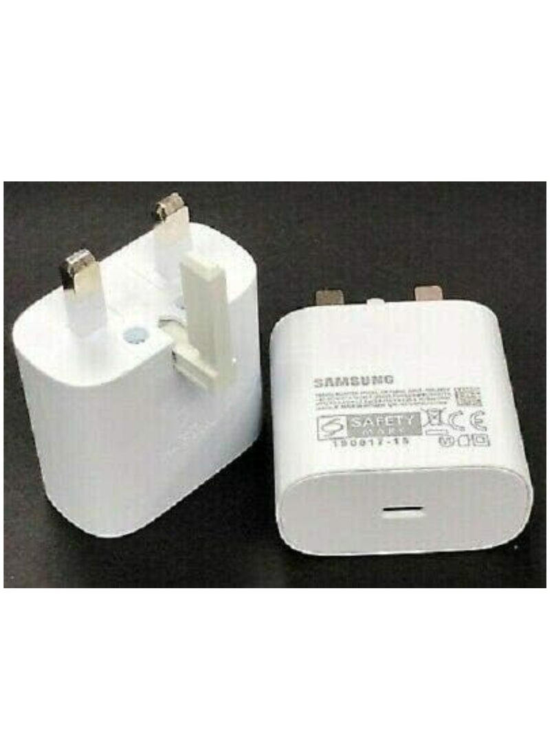 ELTRAZONE - 45W Samsung Super Fast Charging Adaptive UK Wall Plug and Type C to Type C Data Sync Cable/Lead For Samsung Galaxy Note 10,10+ Plus 5,10,S10,S10+,S10e,S9,S9, all Type C Devices-White - Image 1