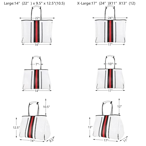 QOGiR Neoprene Multipurpose Beach Bag Tote with Inner Zipper Pocket (White, Large) … - Image 2