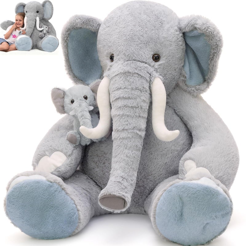 MorisMos Giant Elephant Stuffed Animals39 Big Mama and Baby Stuffed Elephant Plush Toys for Kid Girl Boy Adult3ft Large Woodland Stuffed Animals Gift for Birthday Baby Shower Decor Christmas - Image 3