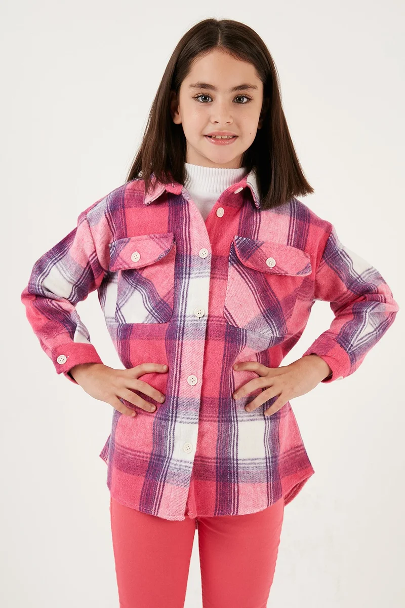 Lela Double Pocket Plaid Winter Lumberjack Shirt Girl's Shirt CF24W81784
