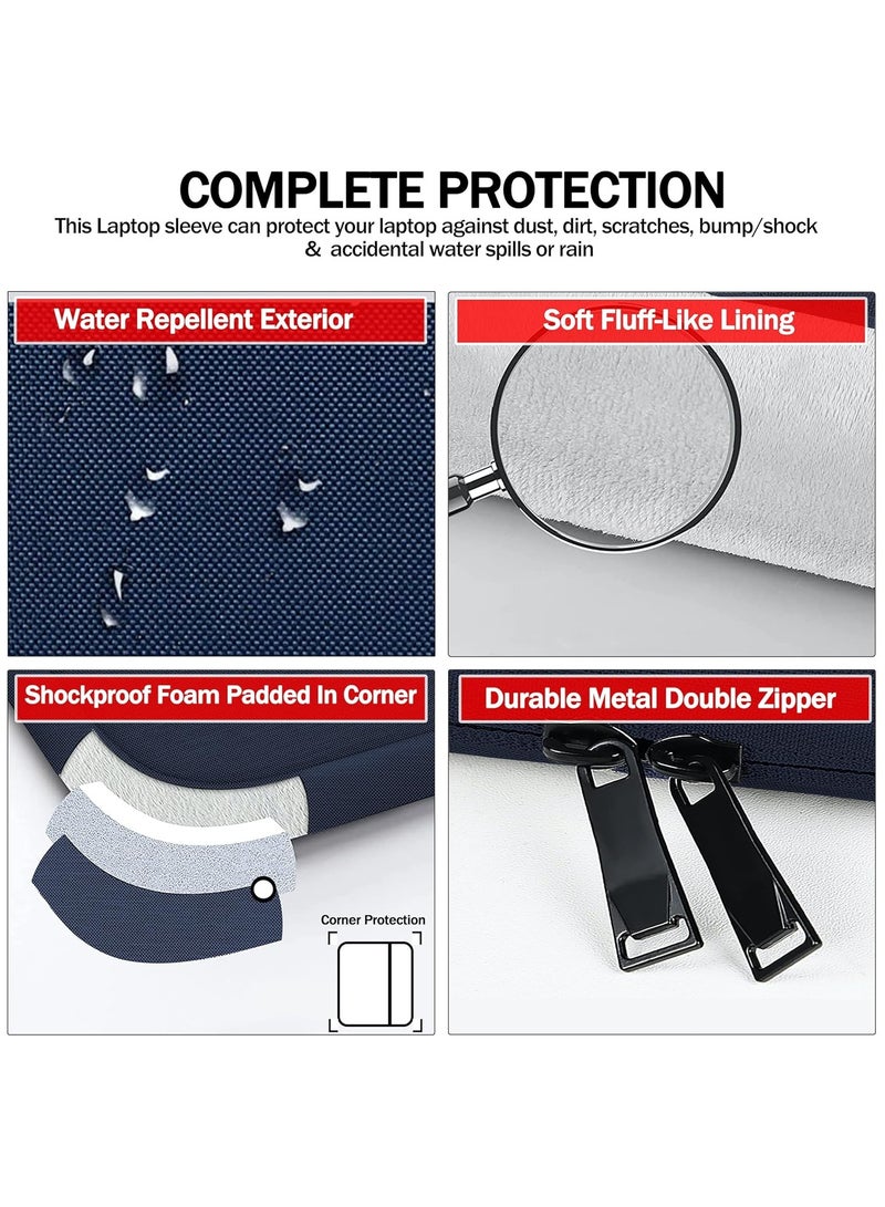 13.3 Inch Navy Blue Laptop Sleeve Case Compatible with MacBook Air 13 inch M1 M2 M3 A2681 A2337 A2179 A1932 and MacBook Pro M1 M2 A2338 A2289 A2251 A2159 A1989 A1706 A1708 with 2 Pockets Protective Carrying Bag for Travel Tablet Accessories - Image 4