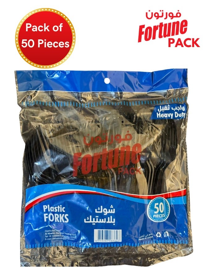 Fortune Pack 50-Piece Disposable Fork Set Black Heavy Duty  - Image 5