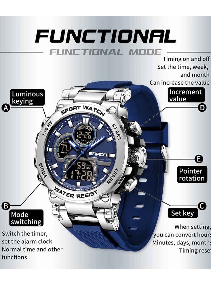 Sanda Fashion Men's Electronic Watch Personalized Sports Multi functional Waterproof Night Light Men's Electronic Watch - Image 5
