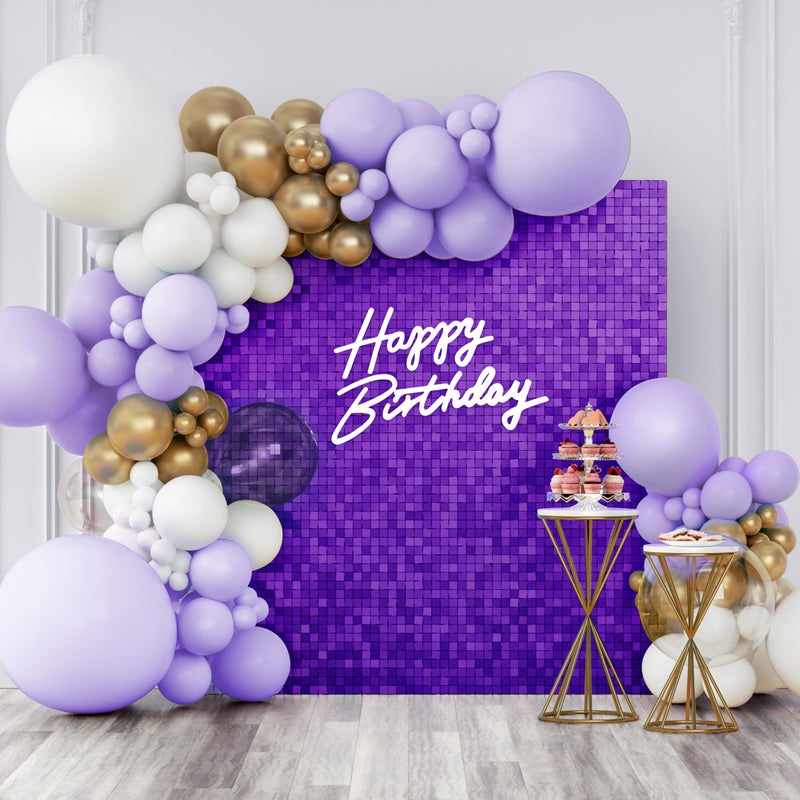 Kate Shimmer Wall Backdrop Purple Square Sequin Wall Panel Backdrop Decor for Wedding Anniversary Birthday Party 12 Panels - Image 2