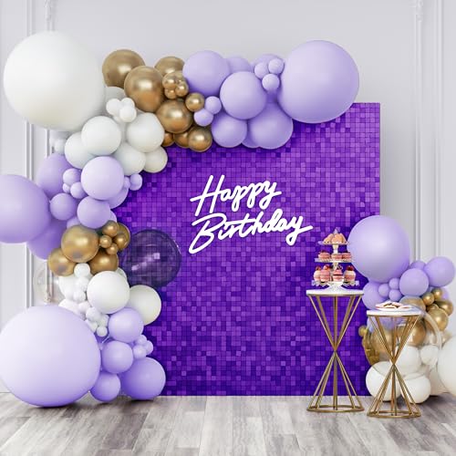 Kate Shimmer Wall Backdrop Purple Square Sequin Wall Panel Backdrop Decor for Wedding Anniversary Birthday Party 12 Panels - Image 1