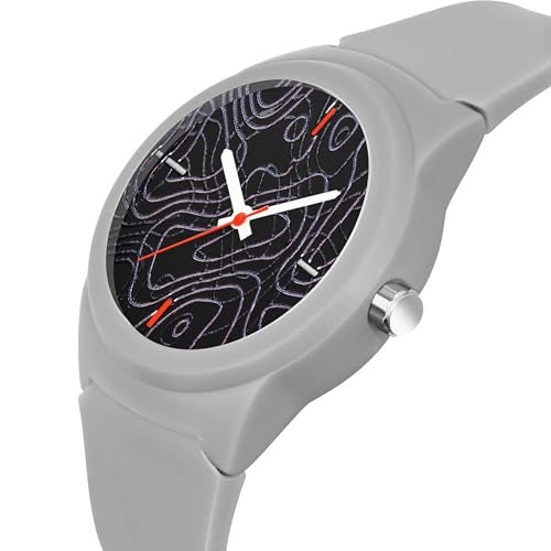 Acnos Grey Men's Silicone Strap Analog Wrist Watch Modern with Black Dial - Image 2