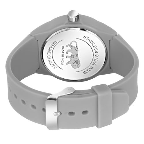 Acnos Grey Men's Silicone Strap Analog Wrist Watch Modern with Black Dial - Image 4