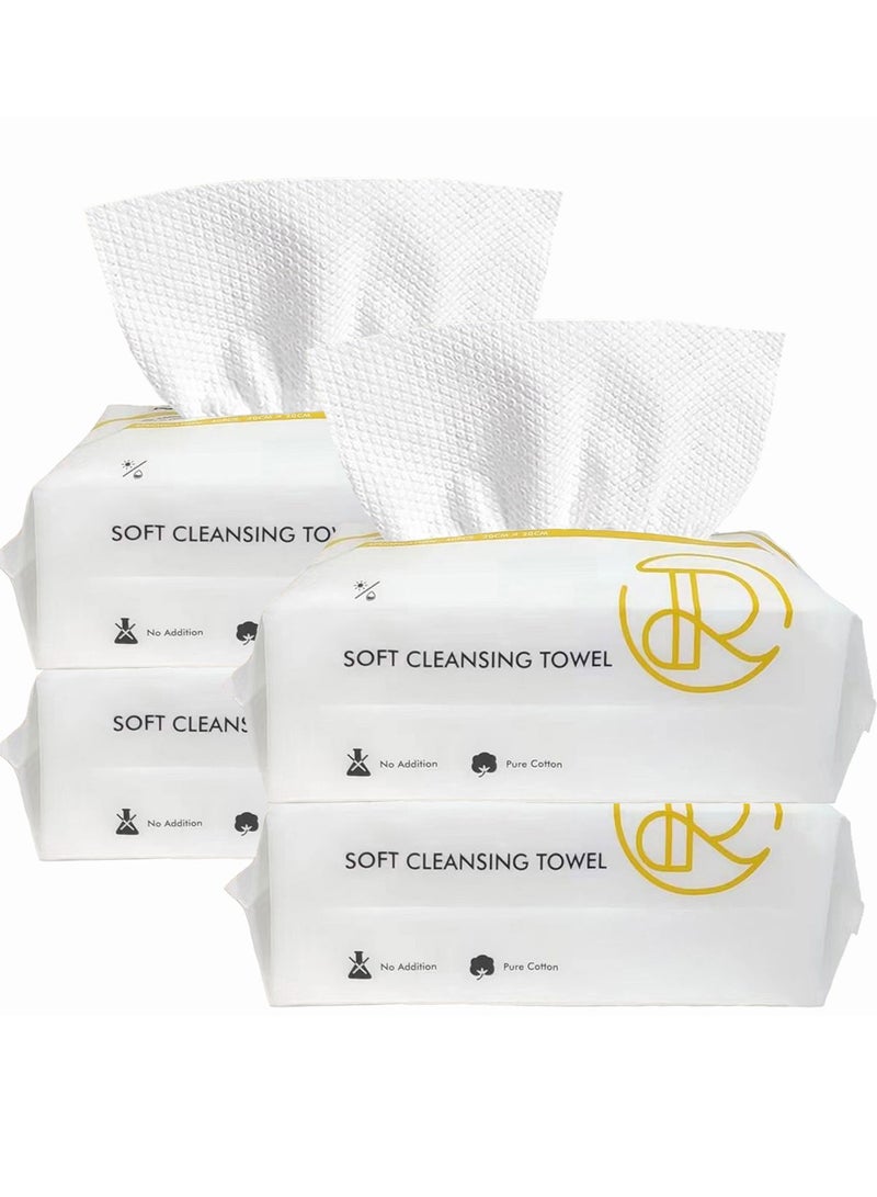 general 4 Pack Disposable Face Towel, Extra Thick Cotton Face Cloths, 100% Cotton Lint-Free Unscented Dry Wipe Facial Tissue, Make Up Removing Facial Tissue Ultra Soft, for Sensitive Skin - Image 1